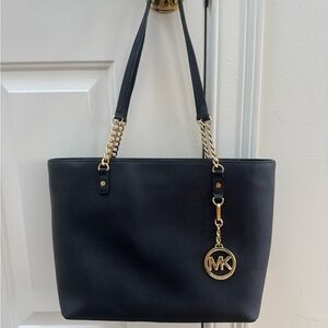 Michael Kors Black and Gold Structured Tote